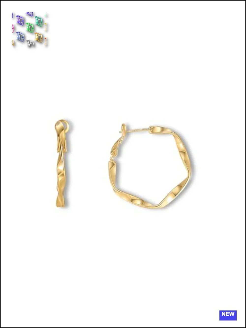 18K Gold Plated Hexagon Wave Spiral Hoop Earrings Lightweight Gift Box